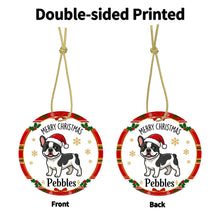 Load image into Gallery viewer, French Bulldog Christmas Ornament - Personalized Whimsical Holiday Cartoon Art Design - with Name-Christmas Ornament-Christmas,French Bulldog,Personalize Artwork-5