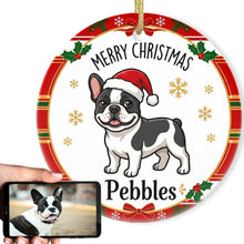Load image into Gallery viewer, French Bulldog Christmas Ornament - Personalized Whimsical Holiday Cartoon Art Design - with Name-Christmas Ornament-Christmas,French Bulldog,Personalize Artwork-1