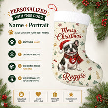 Load image into Gallery viewer, French Bulldog Christmas Stocking - Cozy Festive Wishes - Personalize with Photo and Name-Christmas Ornament-Christmas,Christmas Stocking,Personalize Artwork-2