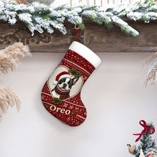 Load image into Gallery viewer, French Bulldog Christmas Stocking – Heart Knit Portrait – Personalize with Photo and Name-Christmas Ornament-Christmas,Christmas Stocking,French Bulldog,Personalize Artwork-8
