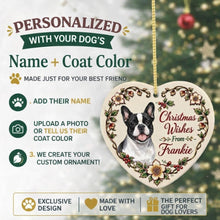 Load image into Gallery viewer, French Bulldog Dog Ornament - Christmas Wishes Design - Personalized with Name-Christmas Ornament-Christmas,French Bulldog,Personalize Artwork-2