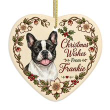 Load image into Gallery viewer, French Bulldog Dog Ornament - Christmas Wishes Design - Personalized with Name-Christmas Ornament-Christmas,French Bulldog,Personalize Artwork-4