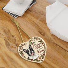 Load image into Gallery viewer, French Bulldog Dog Ornament - Christmas Wishes Design - Personalized with Name-Christmas Ornament-Christmas,French Bulldog,Personalize Artwork-7