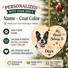 Load image into Gallery viewer, French Bulldog Dog Ornament - My Heart Belongs To Design - Personalized with Name-Christmas Ornament-Christmas,French Bulldog,Personalize Artwork-2