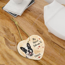 Load image into Gallery viewer, French Bulldog Dog Ornament - My Heart Belongs To Design - Personalized with Name-Christmas Ornament-Christmas,French Bulldog,Personalize Artwork-7