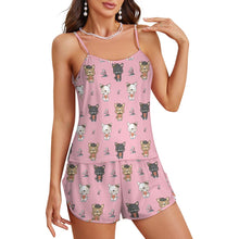 Load image into Gallery viewer, French Bulldog Flowers and Hearts Women's Cami and Shorts Pajama Set-Apparel-Apparel,Dog Mom Gifts,French Bulldog,Pajamas-22