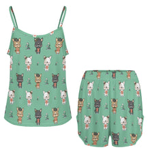 Load image into Gallery viewer, French Bulldog Flowers and Hearts Women's Cami and Shorts Pajama Set-Apparel-Apparel,Dog Mom Gifts,French Bulldog,Pajamas-14