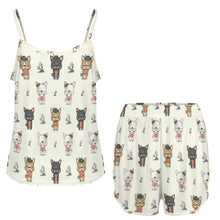 Load image into Gallery viewer, French Bulldog Flowers and Hearts Women's Cami and Shorts Pajama Set-Apparel-Apparel,Dog Mom Gifts,French Bulldog,Pajamas-18