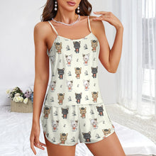 Load image into Gallery viewer, French Bulldog Flowers and Hearts Women's Cami and Shorts Pajama Set-Apparel-Apparel,Dog Mom Gifts,French Bulldog,Pajamas-2