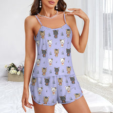 Load image into Gallery viewer, French Bulldog Flowers and Hearts Women's Cami and Shorts Pajama Set-Apparel-Apparel,Dog Mom Gifts,French Bulldog,Pajamas-4