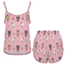 Load image into Gallery viewer, French Bulldog Flowers and Hearts Women's Cami and Shorts Pajama Set-Apparel-Apparel,Dog Mom Gifts,French Bulldog,Pajamas-11