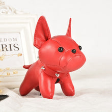 Load image into Gallery viewer, Image of a french bulldog keychain in the color red made of PU leather