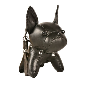 Image of a french bulldog keychain in the color black
