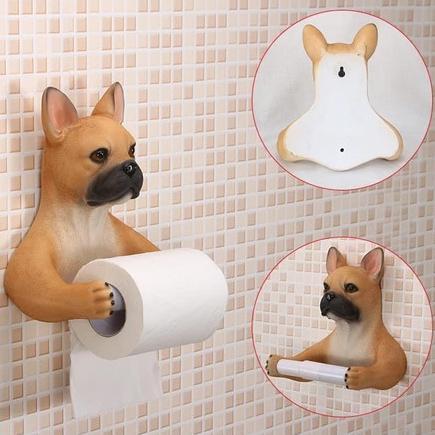 Image of a cutest french bulldog toilet roll holder