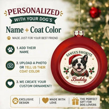 Load image into Gallery viewer, French Bulldog Ornament - Classic Red Round Shape - Santa's Favourite Design - Personalized with Name-Christmas Ornament-Christmas,French Bulldog,Personalize Artwork-2