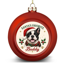Load image into Gallery viewer, French Bulldog Ornament - Classic Red Round Shape - Santa's Favourite Design - Personalized with Name-Christmas Ornament-Christmas,French Bulldog,Personalize Artwork-4