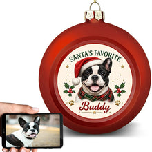Load image into Gallery viewer, French Bulldog Ornament - Classic Red Round Shape - Santa's Favourite Design - Personalized with Name-Christmas Ornament-Christmas,French Bulldog,Personalize Artwork-1