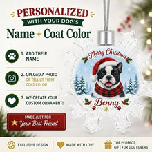 Load image into Gallery viewer, French Bulldog Ornament - Personalized Snowflake Shaped Christmas Snow Globe Design - with Name-Christmas Ornament-Christmas,French Bulldog,Personalize Artwork-2