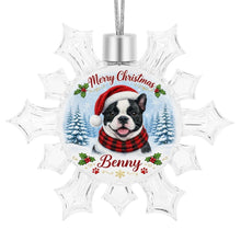 Load image into Gallery viewer, French Bulldog Ornament - Personalized Snowflake Shaped Christmas Snow Globe Design - with Name-Christmas Ornament-Christmas,French Bulldog,Personalize Artwork-4