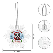 Load image into Gallery viewer, French Bulldog Ornament - Personalized Snowflake Shaped Christmas Snow Globe Design - with Name-Christmas Ornament-Christmas,French Bulldog,Personalize Artwork-5