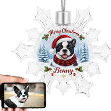 Load image into Gallery viewer, French Bulldog Ornament - Personalized Snowflake Shaped Christmas Snow Globe Design - with Name-Christmas Ornament-Christmas,French Bulldog,Personalize Artwork-1