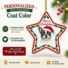 Load image into Gallery viewer, French Bulldog Ornament - Personalized Star Shaped Christmas Folk-Art Design-Christmas Ornament-Christmas,French Bulldog,Personalize Artwork-2