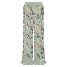 Load image into Gallery viewer, French Bulldog Pajama Pants for Women - Ruffle Hem Design - Watercolor Celebration French Bulldogs-Pajamas-Apparel,Dog Mom Gifts,French Bulldog,Pajamas-11
