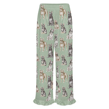 Load image into Gallery viewer, French Bulldog Pajama Pants for Women - Ruffle Hem Design - Watercolor Celebration French Bulldogs-Pajamas-Apparel,Dog Mom Gifts,French Bulldog,Pajamas-13