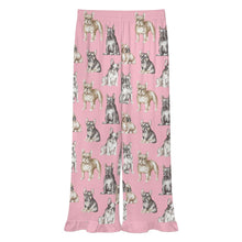Load image into Gallery viewer, French Bulldog Pajama Pants for Women - Ruffle Hem Design - Watercolor Celebration French Bulldogs-Pajamas-Apparel,Dog Mom Gifts,French Bulldog,Pajamas-15