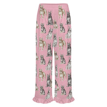 Load image into Gallery viewer, French Bulldog Pajama Pants for Women - Ruffle Hem Design - Watercolor Celebration French Bulldogs-Pajamas-Apparel,Dog Mom Gifts,French Bulldog,Pajamas-18