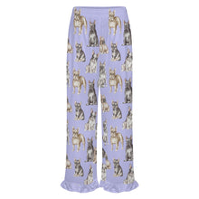 Load image into Gallery viewer, French Bulldog Pajama Pants for Women - Ruffle Hem Design - Watercolor Celebration French Bulldogs-Pajamas-Apparel,Dog Mom Gifts,French Bulldog,Pajamas-22