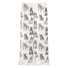 Load image into Gallery viewer, French Bulldog Pajama Pants for Women - Ruffle Hem Design - Watercolor Celebration French Bulldogs-Pajamas-Apparel,Dog Mom Gifts,French Bulldog,Pajamas-5
