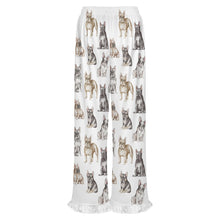 Load image into Gallery viewer, French Bulldog Pajama Pants for Women - Ruffle Hem Design - Watercolor Celebration French Bulldogs-Pajamas-Apparel,Dog Mom Gifts,French Bulldog,Pajamas-6