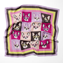 Load image into Gallery viewer, French Bulldog Scarf - Pop-Art Frenchies Silk Scarf-1