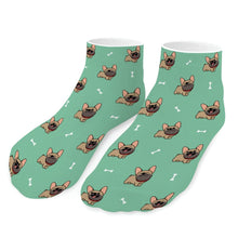 Load image into Gallery viewer, French Bulldog Socks - Ankle Length - Cutest Fawn French Bulldog Love-Accessories-Accessories,Dog Dad Gifts,French Bulldog,Socks-Mint Green-One size-6