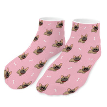 Load image into Gallery viewer, French Bulldog Socks - Ankle Length - Cutest Fawn French Bulldog Love-Accessories-Accessories,Dog Dad Gifts,French Bulldog,Socks-Pink-One size-16