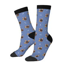 Load image into Gallery viewer, French Bulldog Socks - Cutest Fawn French Bulldog Love-Wear Accessories-Blue-3 Black-One Size-1
