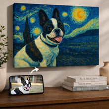 Load image into Gallery viewer, Photo of starry night inspired French Bulldog wall art