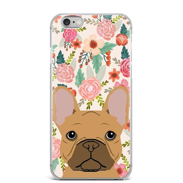 Image of a fawn French Bulldog iphone case in French Bulldog in bloom design