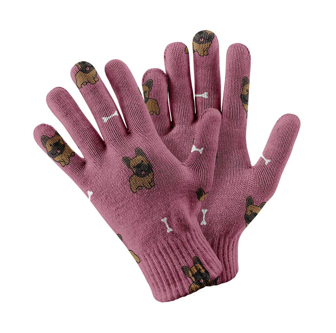 French Chocolate Bulldog Charm Touch Screen Gloves-Accessories-Accessories,Dog Dad Gifts,Dog Mom Gifts,French Bulldog,Gloves-Rose gold-2