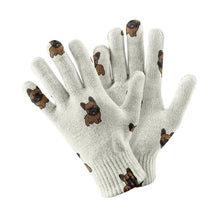 Load image into Gallery viewer, French Chocolate Bulldog Charm Touch Screen Gloves-Accessories-Accessories,Dog Dad Gifts,Dog Mom Gifts,French Bulldog,Gloves-White-1
