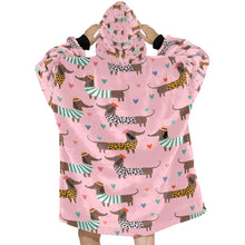 Load image into Gallery viewer, French Dachshunds in Love Blanket Hoodie for Women-Apparel-Apparel, Blankets-2