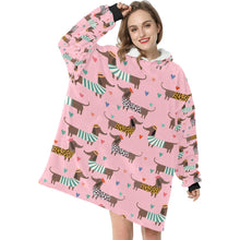 Load image into Gallery viewer, French Dachshunds in Love Blanket Hoodie for Women-Apparel-Apparel, Blankets-5