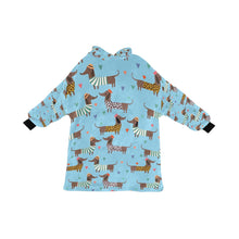 Load image into Gallery viewer, French Dachshunds in Love Blanket Hoodie for Women-Apparel-Apparel, Blankets-SkyBlue-ONE SIZE-6