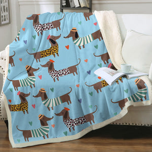 French Dachshunds in Love Soft Warm Fleece Blanket - 4 Colors-Blanket-Blankets, Dachshund, Home Decor-15