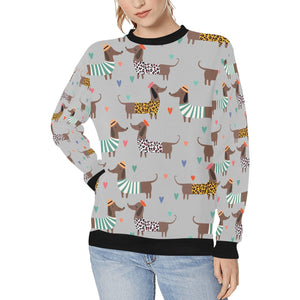 French Dachshunds in Love Women's Sweatshirt-Apparel-Apparel, French Bulldog, Sweatshirt-Silver-XS-10