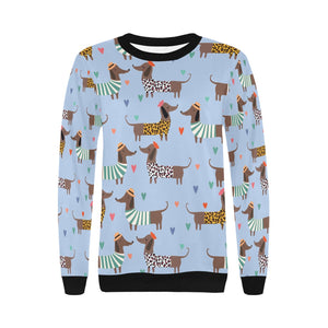 French Dachshunds in Love Women's Sweatshirt-Apparel-Apparel, French Bulldog, Sweatshirt-11