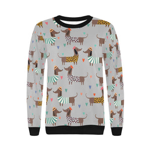 French Dachshunds in Love Women's Sweatshirt-Apparel-Apparel, French Bulldog, Sweatshirt-13