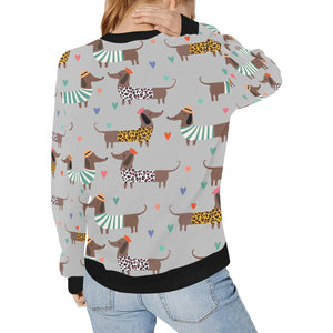 French Dachshunds in Love Women's Sweatshirt-Apparel-Apparel, French Bulldog, Sweatshirt-14