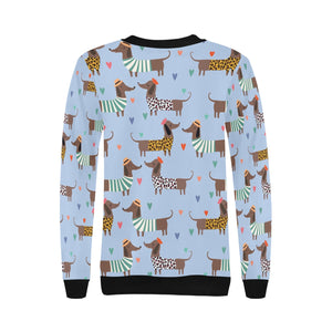 French Dachshunds in Love Women's Sweatshirt-Apparel-Apparel, French Bulldog, Sweatshirt-15